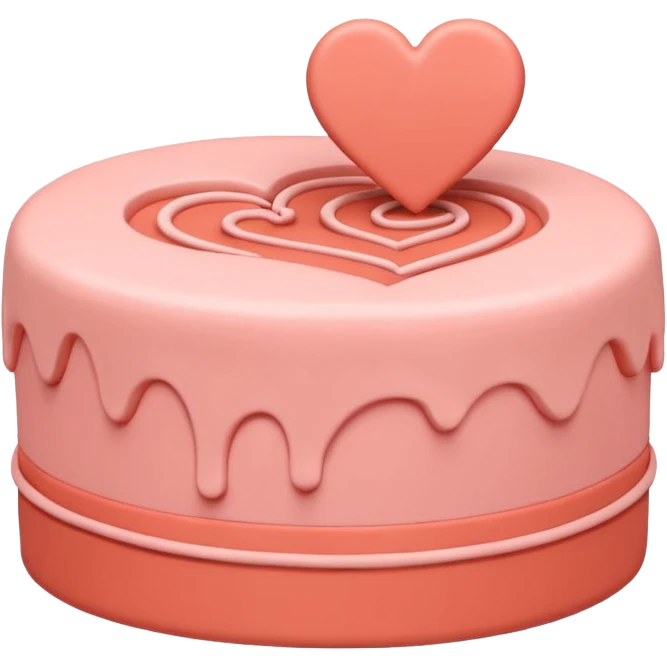 brandcake emoji inspired by Airbnb, simple cake silhouette with playful curved lines and heart-like motif, soft pink and coral color palette, friendly modern feel emoji