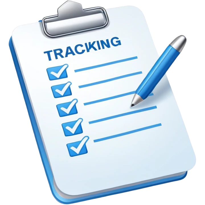 A checklist with a prominent blue checkmark on the first item, symbolizing tracking completed tasks and progress emoji