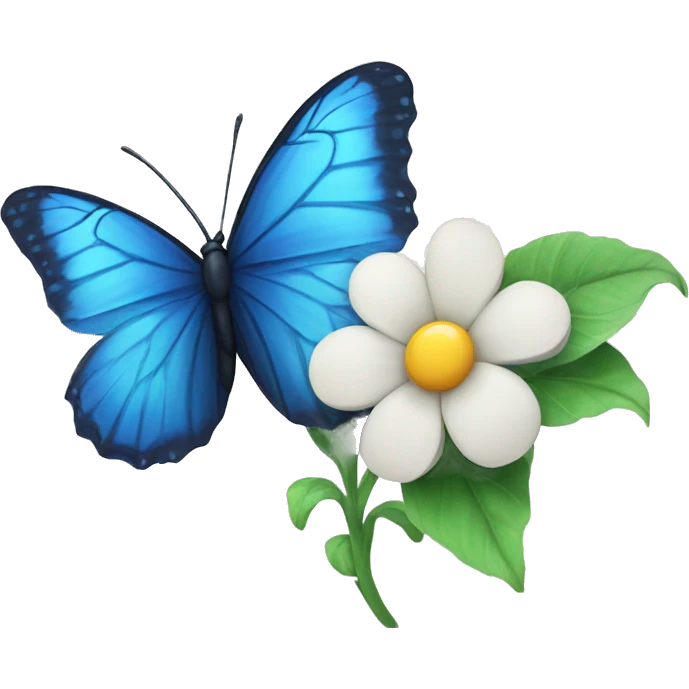 blue butterfly and flower emoji