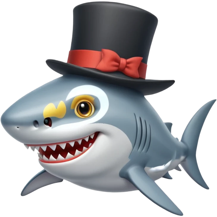 Shark with a top hat emoji