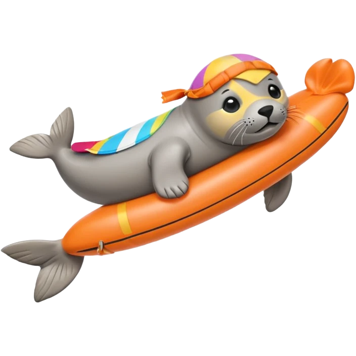 A cute seal pup with floaties on both flippers, kicking excitedly near lane markers. emoji