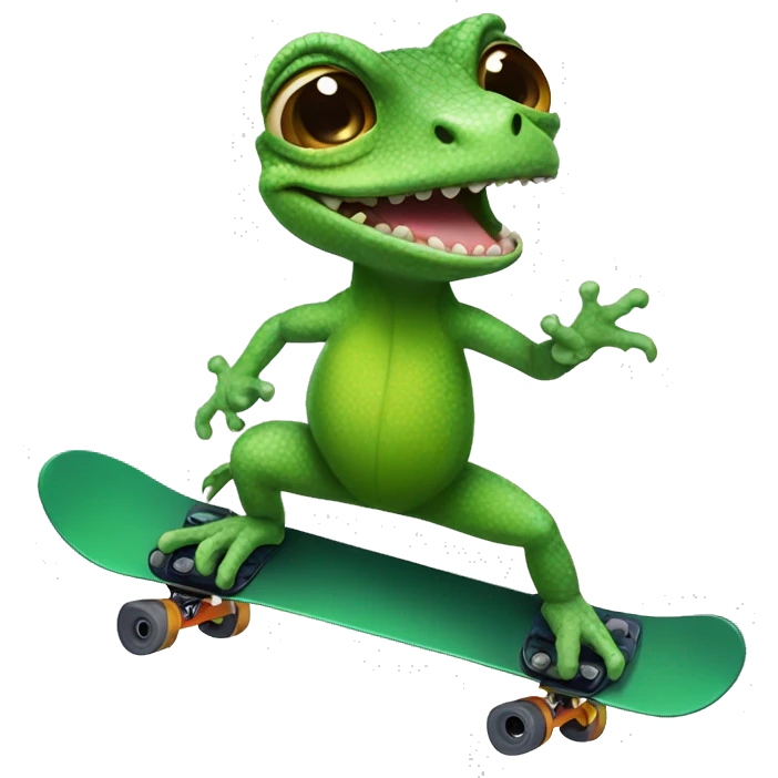 Lizard riding a snowboard  emoji