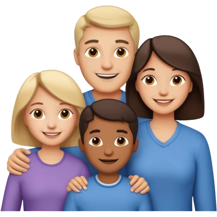 Happy family of 5: mom, dad, two sisters and brother emoji