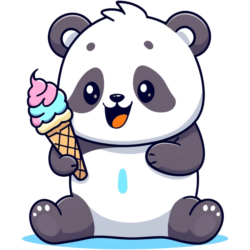 Panda eating ice cream emoji