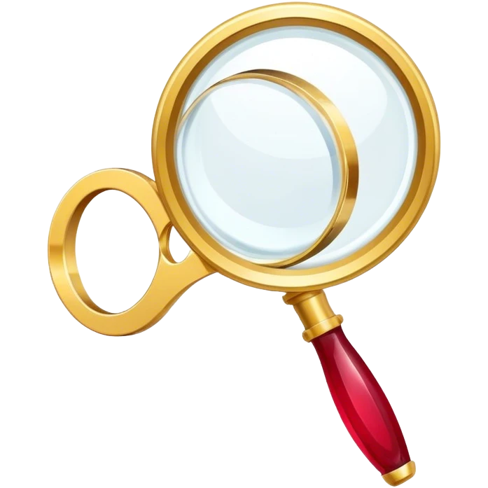 Jewelry art icon. A ring with a golden ruby through magnifying glass and pliers. Minimalistic style, clean lines, transparent background. emoji