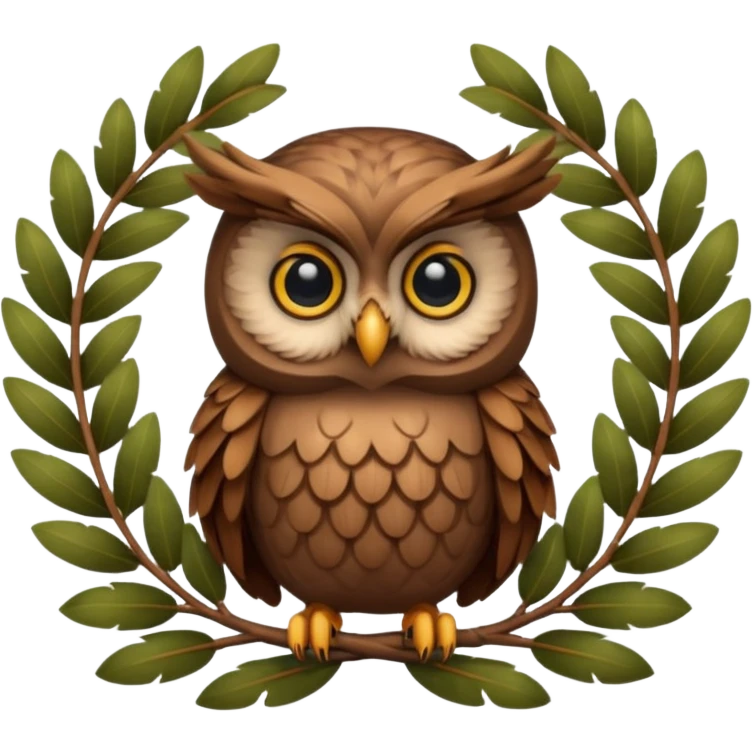 owl sitting in laurel wreath emoji