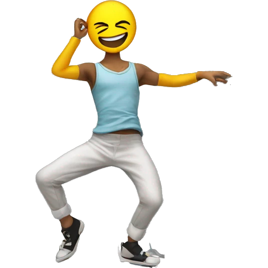 A dancer dancing on street  with 3D written beside him emoji