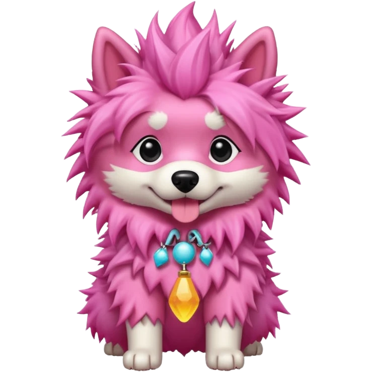 fancy pink spiky haired dog emoji