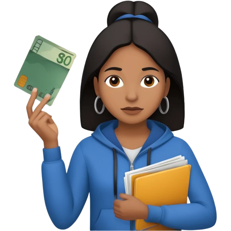 archetype for a young adult: The Precarious-Independent (20-25yr) Dealing with unstable incomes, bills, rent and expenses they have to have full control over finances but often don’t have the flexibility to think about long-term goals. South american or black individual 
 emoji