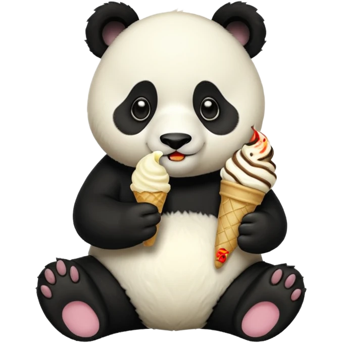 Panda eating ice cream emoji