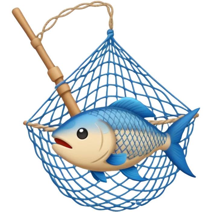 fishing net with fish caught apple emoji style emoji
