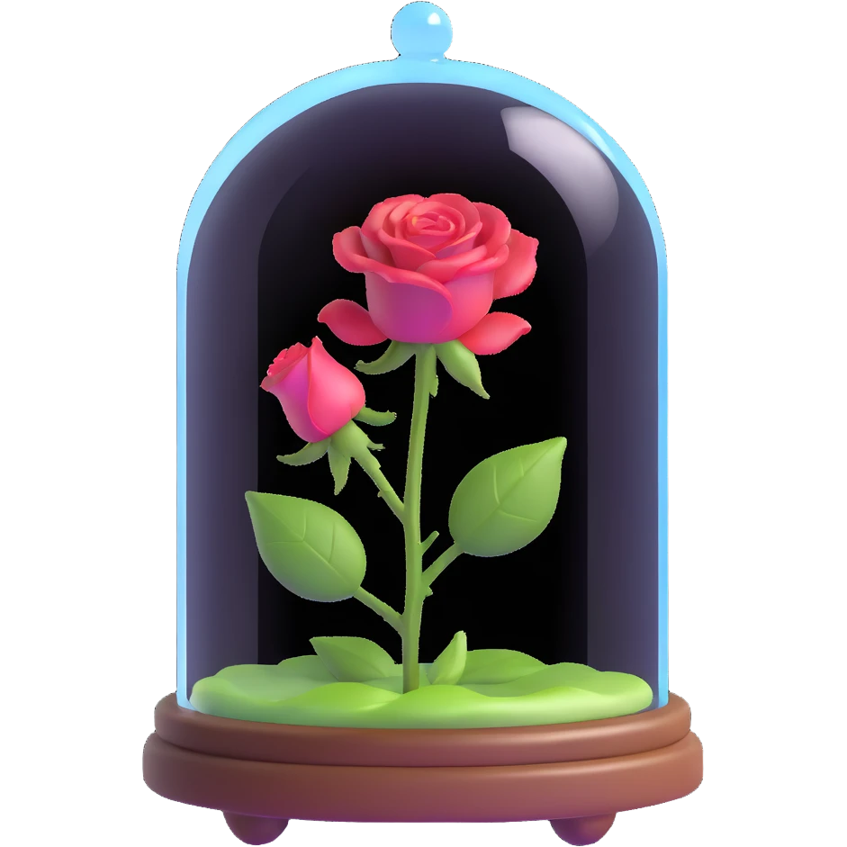 Enchanted rose in glass case from Beauty and the Beast emoji