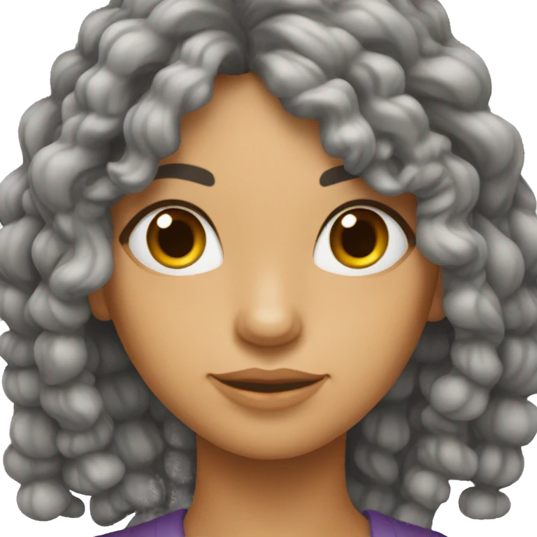 Menina cacheada dos cabelos pretos longos emoji