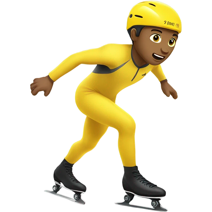 Man speed skating in yellow shirt  emoji