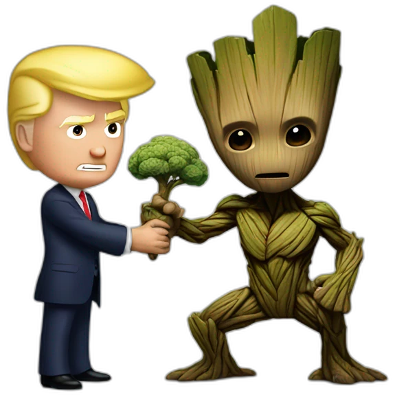 Trump spars with groot emoji