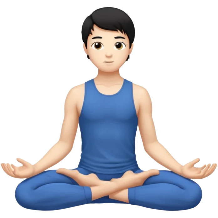 garoto de 17 anos, pele clara, cabelo liso preto médio, fazendo yoga  emoji