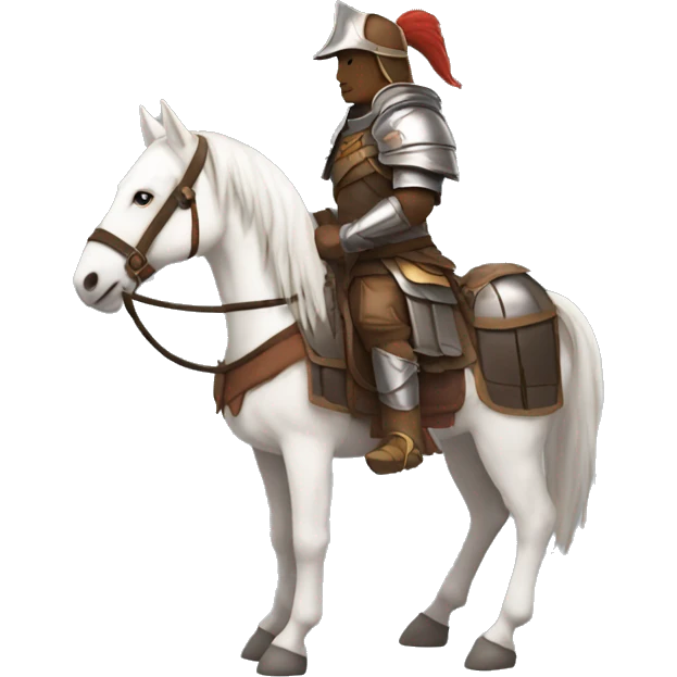 an avar nomadic soldier  with white skin and brown armor on a horse from the side emoji