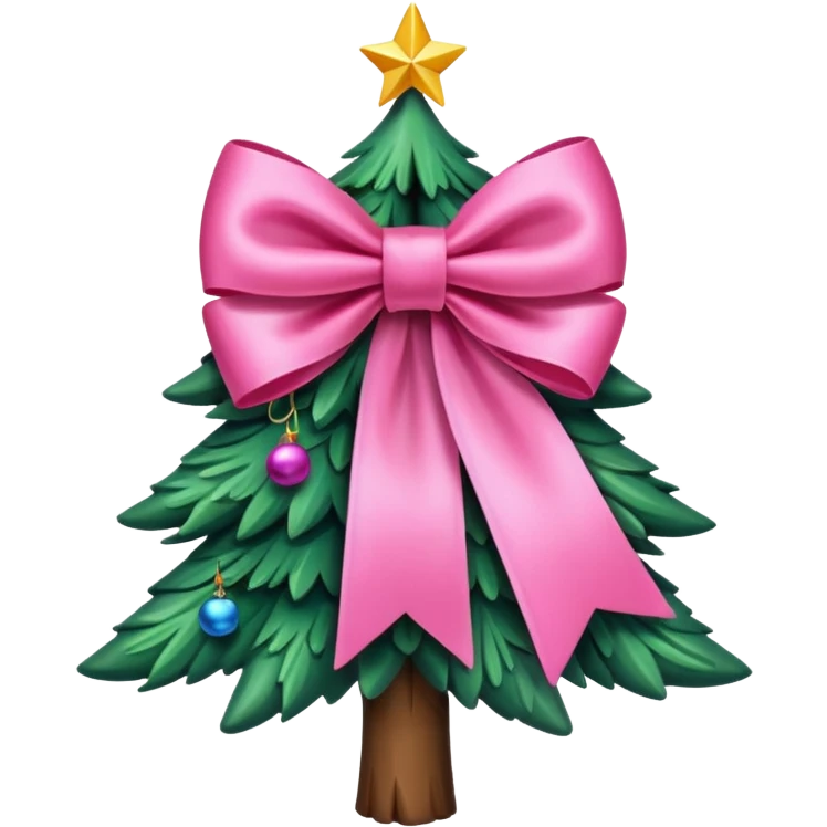 Pink bow christmas tree emoji