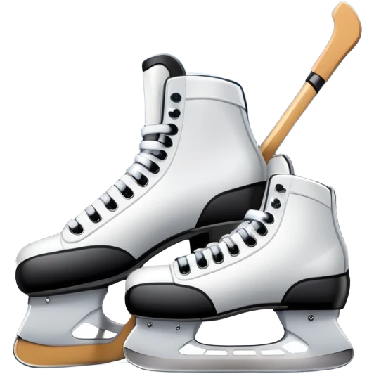 Please, make An icon featuring The background shows a packed stadium with cheering fans, bright arena lights, and an icy rink and close-up shots of key hockey equipment: a hockey stick, puck, and skates. Transparent background highlights the essentials of the game and the thrill of the sport. emoji