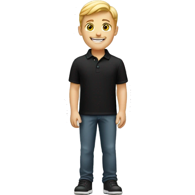 smiling white boy in black polo emoji