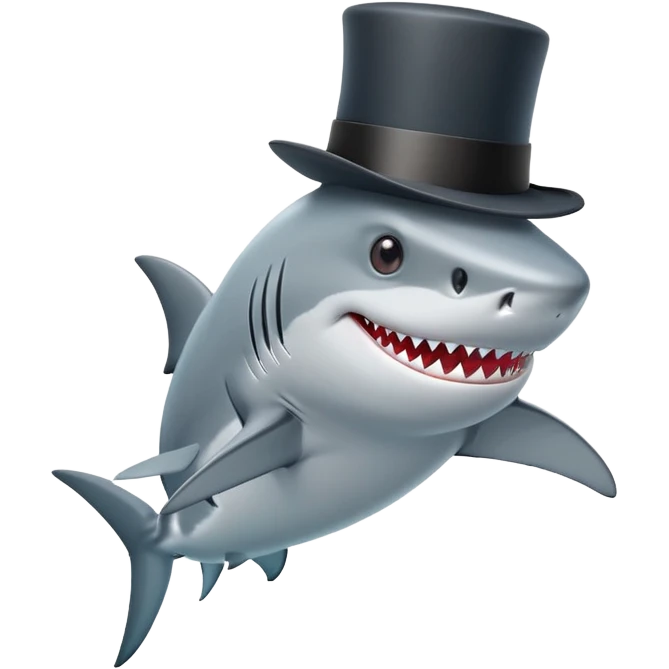 Shark with a top hat emoji