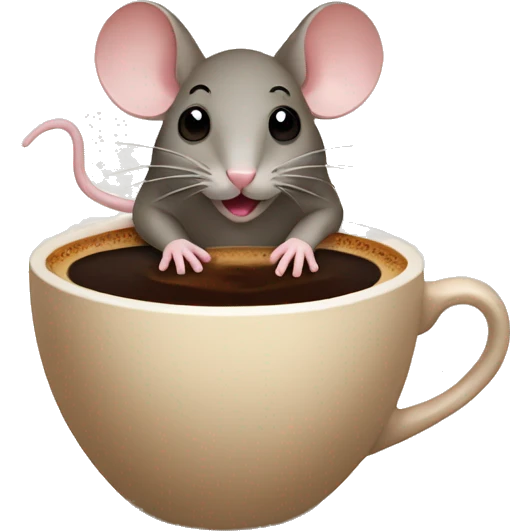 Mouse in coffee emoji