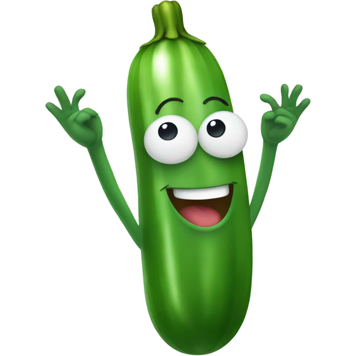 happy cucumber with hands up emoji