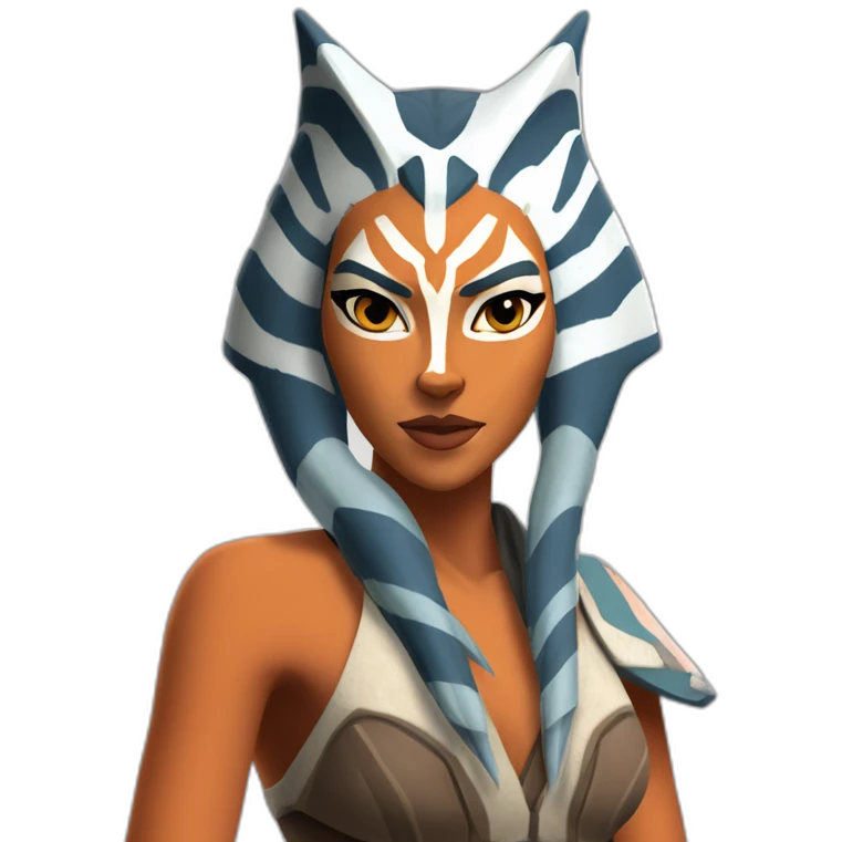 Sexy Ahsoka Tano posing (portrait, front facing, Apple iOS 17 style) (small horns) emoji