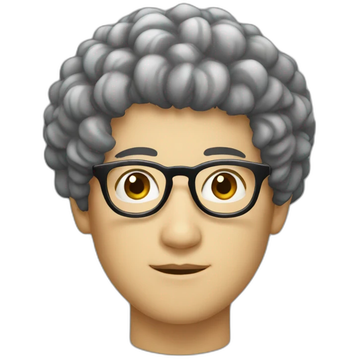 Japanese man with natural perm, round glasses. glasses emoji