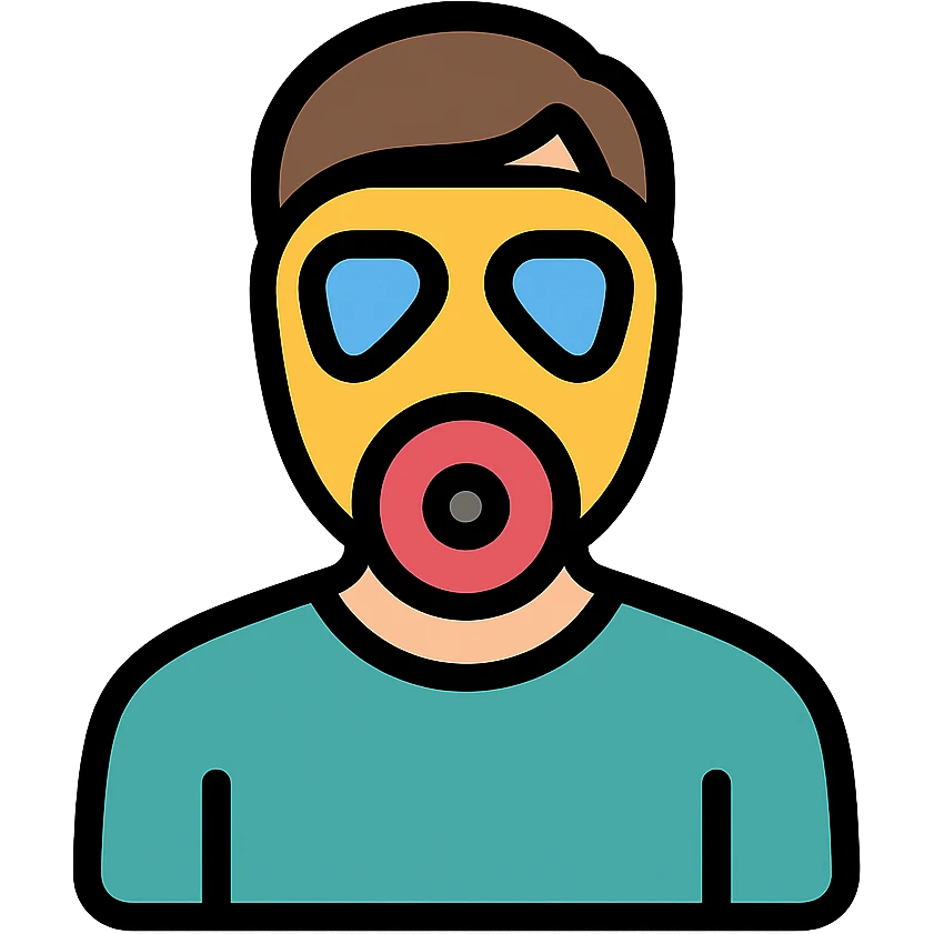 color outline icon of a person wearing a gas mask emoji