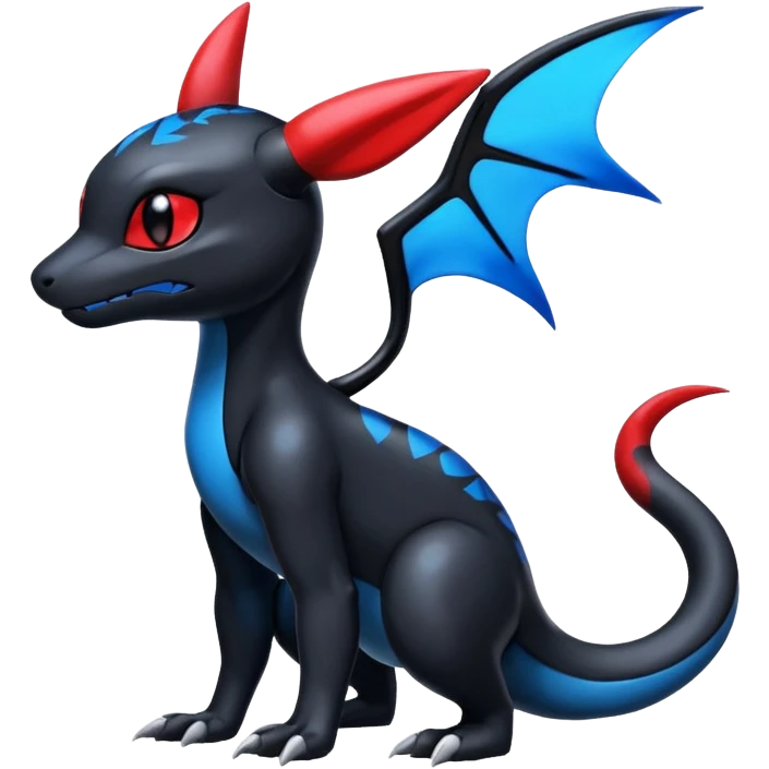 Cute Shiny Guilmon-Salandit-Umbreon-Fakémon-hybrid-creature (full body)  emoji