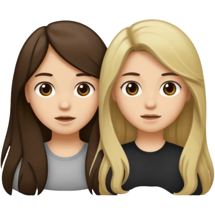 bestiess one with dark brown hair and one with dirty blonde hair long hair for both of them emoji