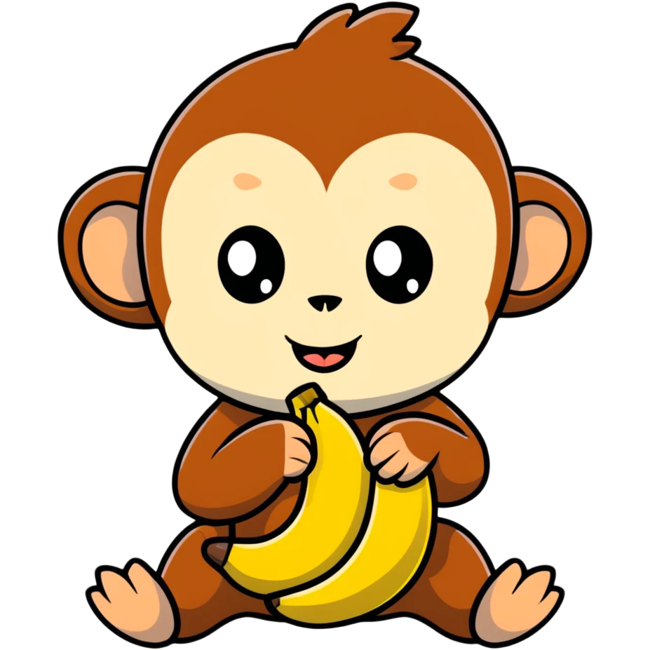 adorable baby monkey carefully peeling a banana emoji