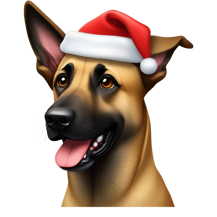 Belgian malinois and Anatolian Shepherd with Christmas hat emoji
