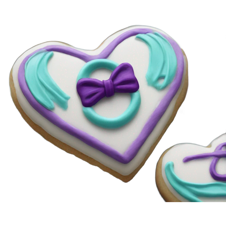 Purple teal Suicide awareness ribbon on heart ookie emoji