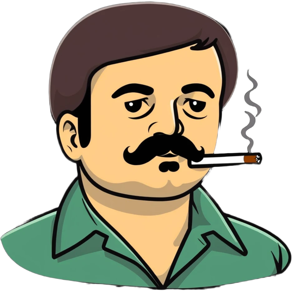 Joaquin El Chapo Guzman with thick mustache smoking weed emoji