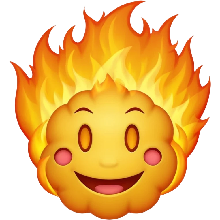 regular yellow smily emogy with the fire brain emoji