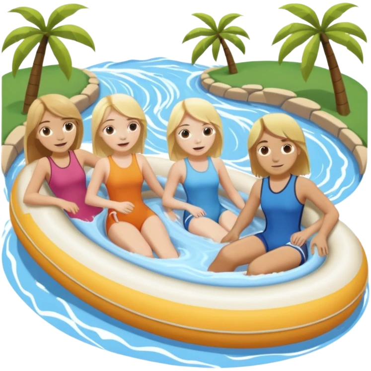 2 girls and 2 guys on the lazy river waterslide. 1 girl and 1 guy have blonde hair and 1 girl and 1 guy have BROWN. we are all very pale. 4 PEOPLE  emoji