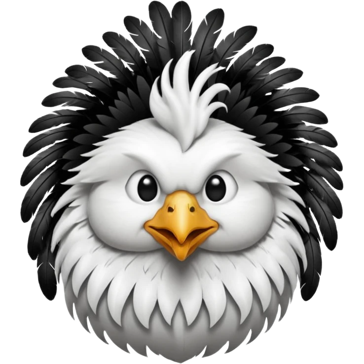 chicken with body covered every feathers is a mix of black and white color   emoji