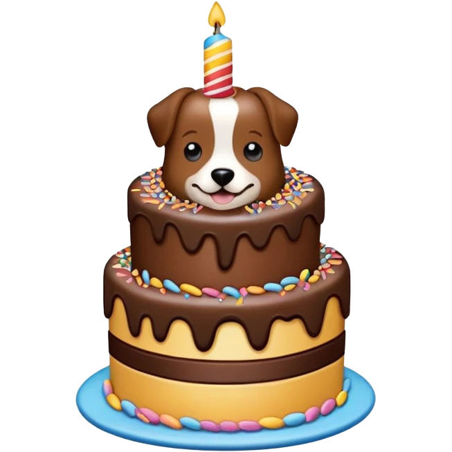 Dog inside of a birthday cake emoji
