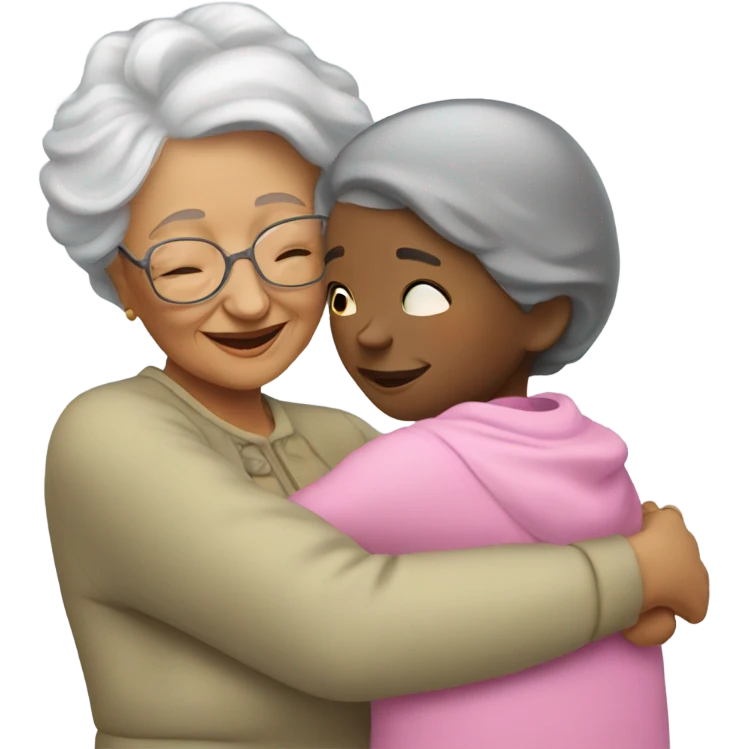 grandma and granddaughter hugging emoji