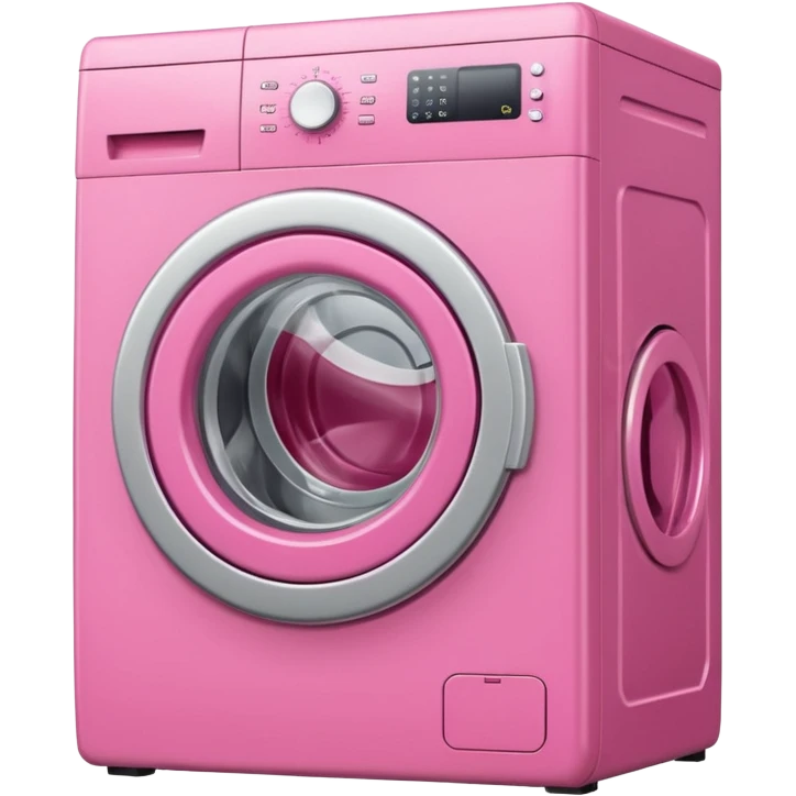 
pink washing machine mid-cycle with clothes tumbling inside emoji