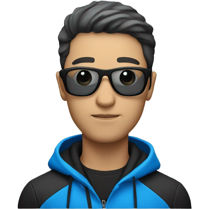 mysterious guy in blue jacket and black glas emoji