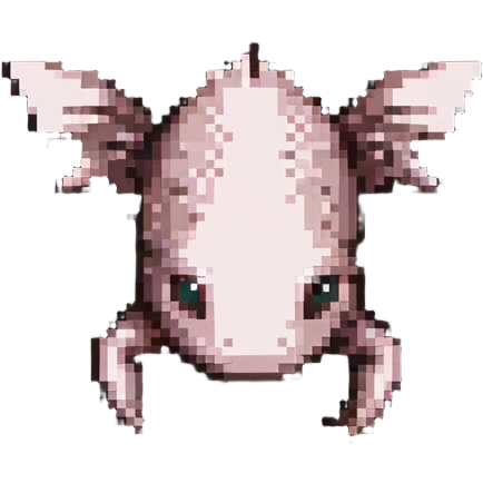 brown Minecraft axolotl, authentic blocky style and proportions, pixel art emoji