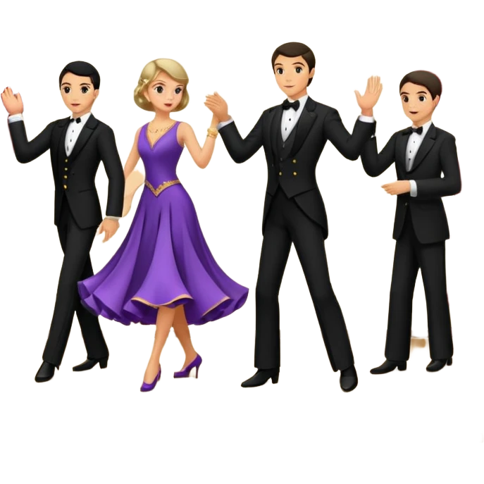 Esibizione di danze standard in palazzetto dello sport con i giudici che danno preferenza con voto emoji