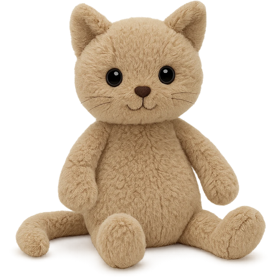 charming jellycat plush, huggable, big round eyes, tiny paws, relaxed pose emoji