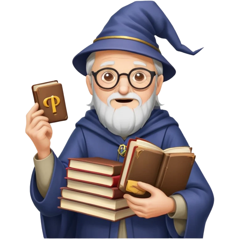 an old man wizard with glasses and SPAM books nodding yes emoji
