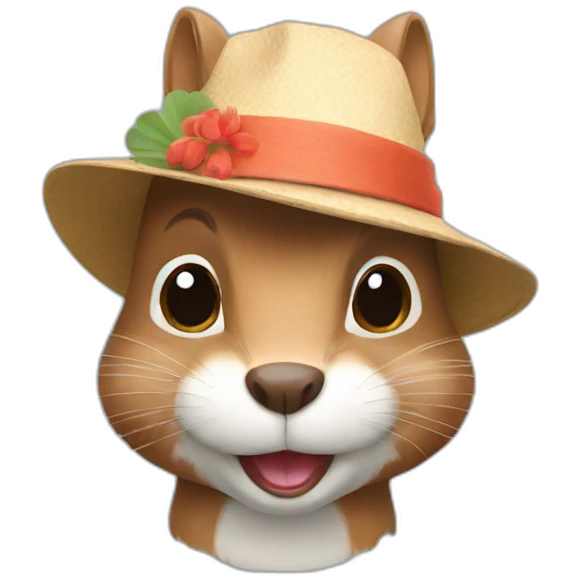 squirrel with asian hat and face mask emoji