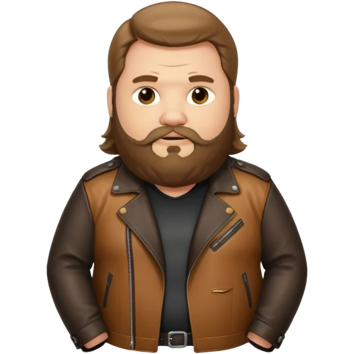 Long hair very fat men with beard in leather jacket emoji