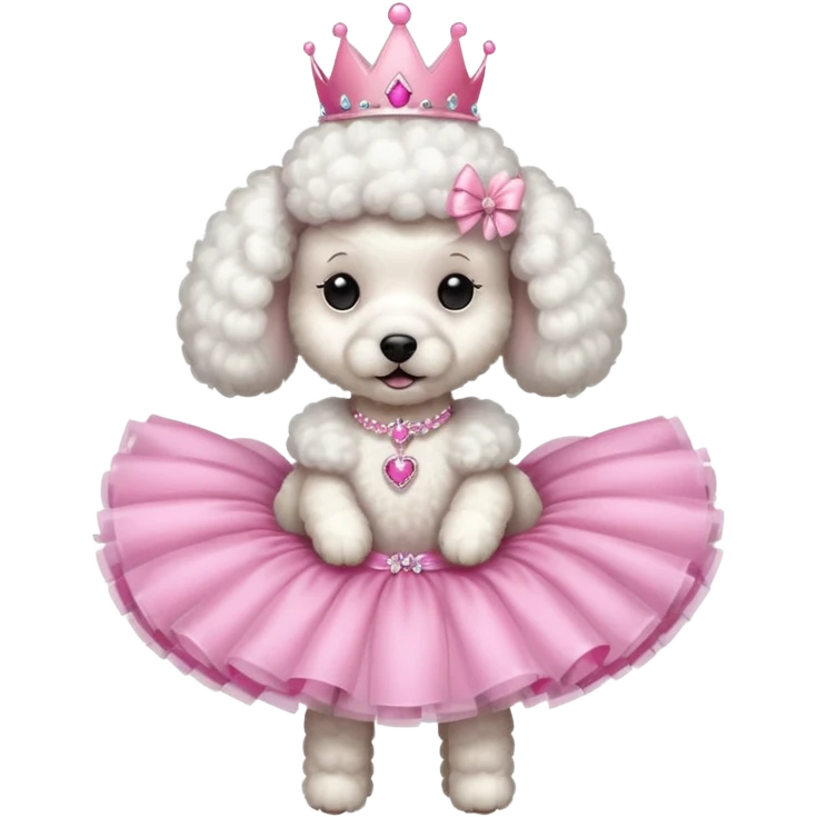 White poodle with pink tiara and tutu  emoji